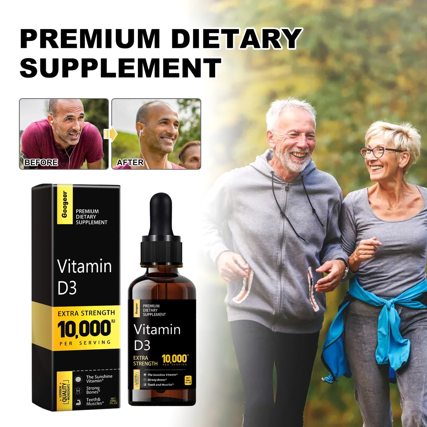 Supplément Premium de Vitamine D3 et C pour la Vitalité