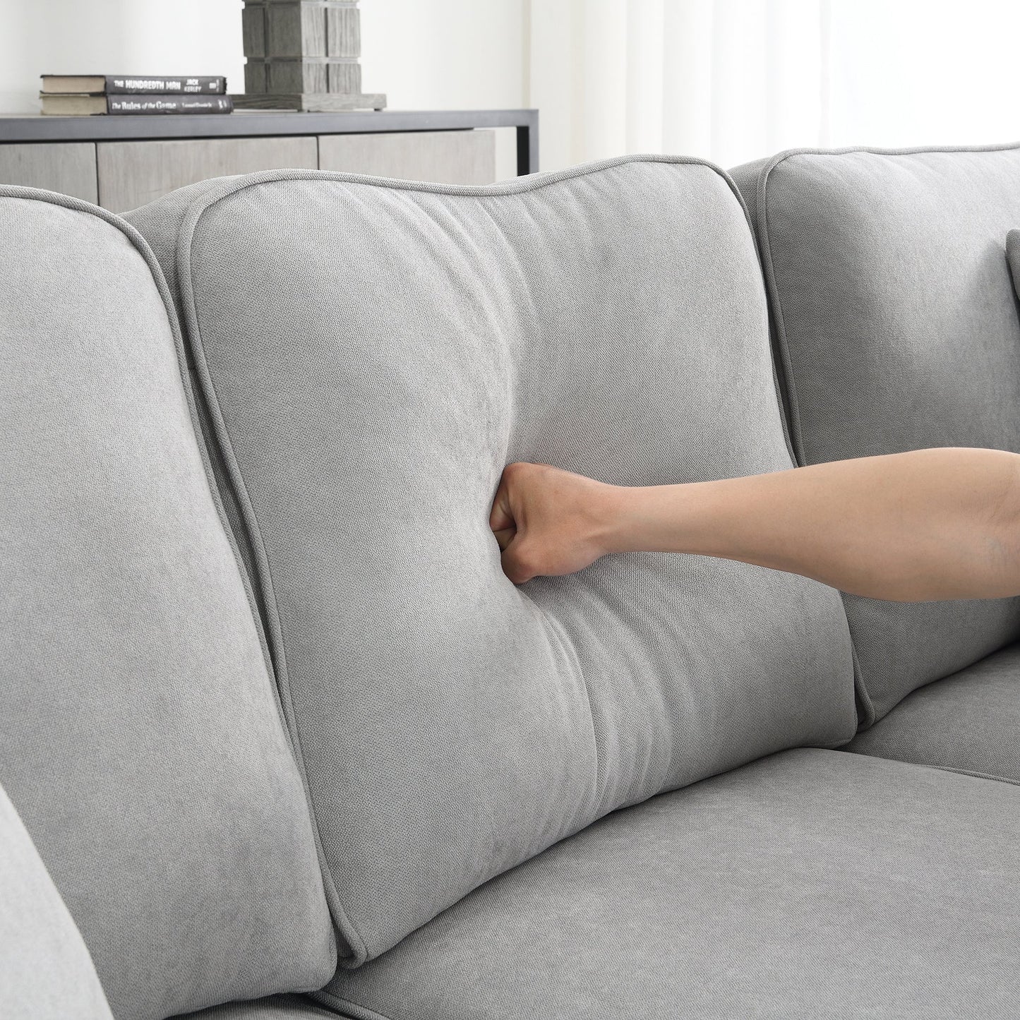 [VIDEO provided] [New] 108*85.5" Modern U Shape Sectional Sofa 7 Seat Fabric Sectional Sofa Set - Korvel