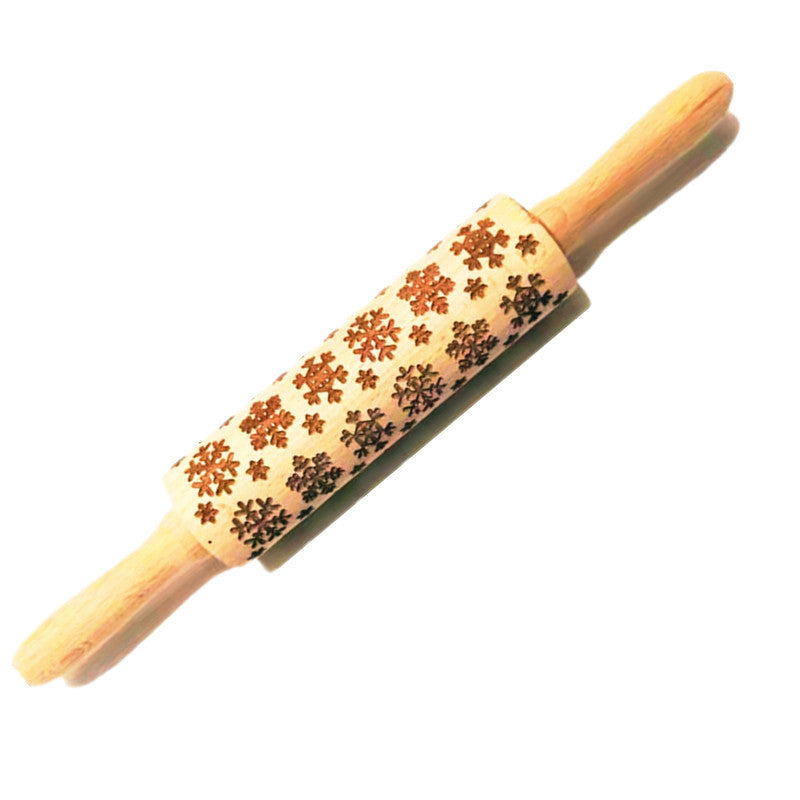 Wooden Rolling Pin Beechwood Laser Engraved Printed Rolling Pin Embossing Christmas Flip Sugar Cookie Rolling Pin - Korvel