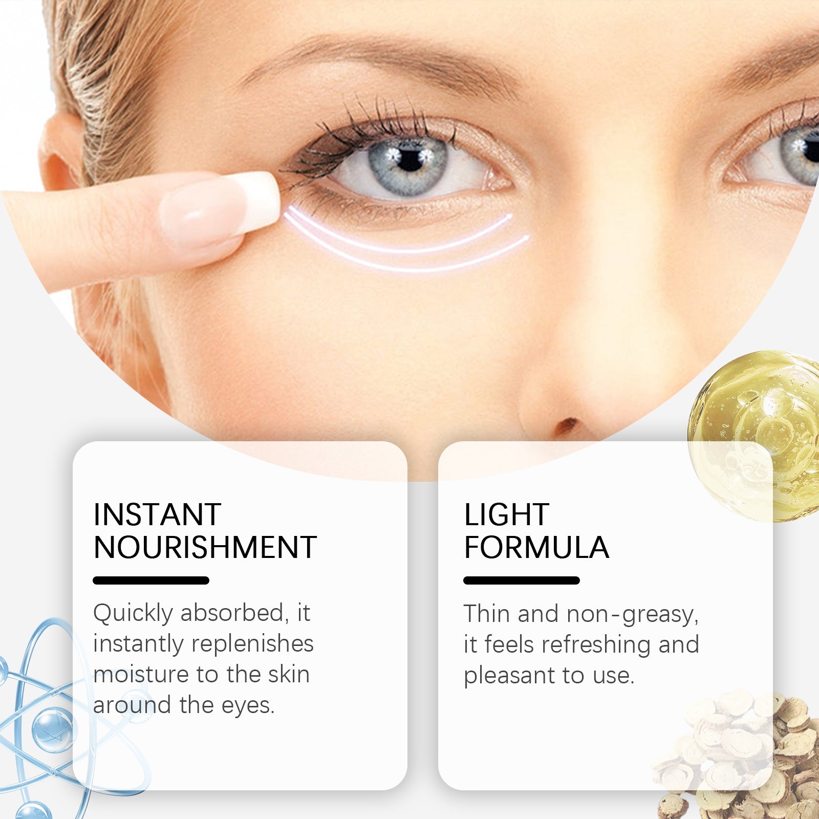 Eye Cream Gently Hydrating, Nourishing, Caring And Moisturizing Eye Skin Daily Massage Eye Care Cream - Korvel