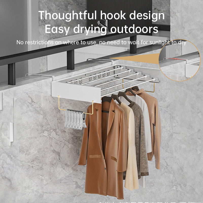 foldable retractable wall clothesline, 30kg, alu, 80/100cm, 5 bars, for bath/balcony. - Korvel