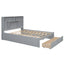 Elegant Queen Size Platform Bed with Storage Headboard, Gray