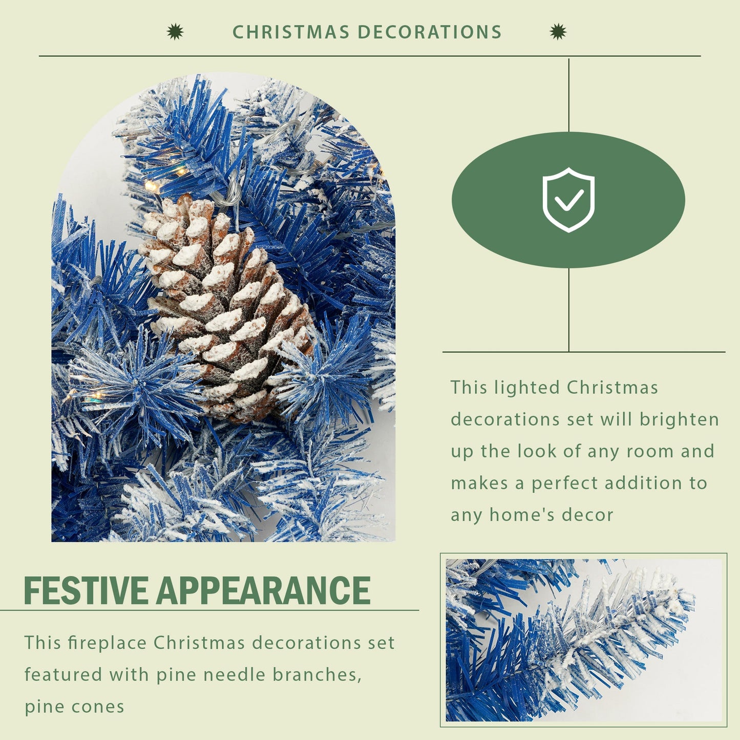Set of 4 Premium Artificial Christmas Trees with LED Lights