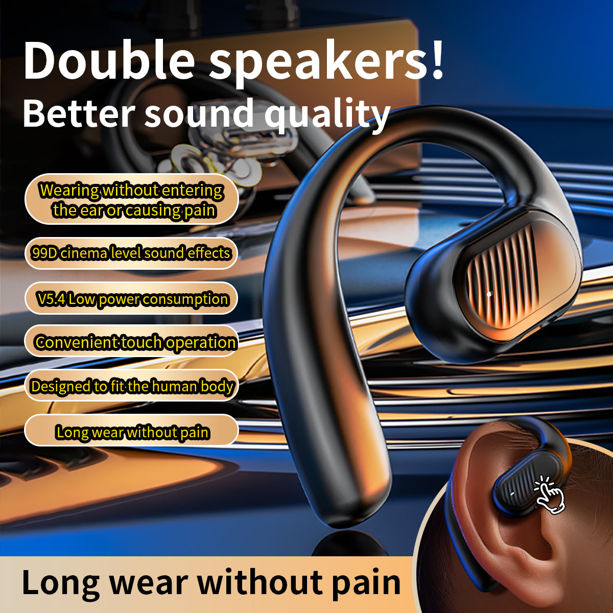 Premium Single Side Bluetooth Earphones with Long Battery Life
