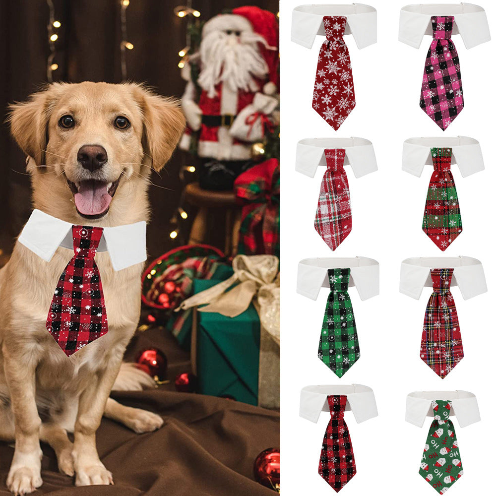 New British style handsome Christmas dog collar Christmas pet tie - Korvel