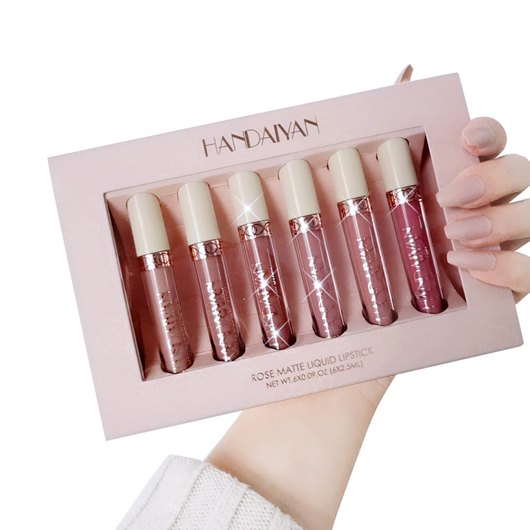 HANDAIYAN 6 Matte Rose Lip Gloss Set - Premium Gift Box