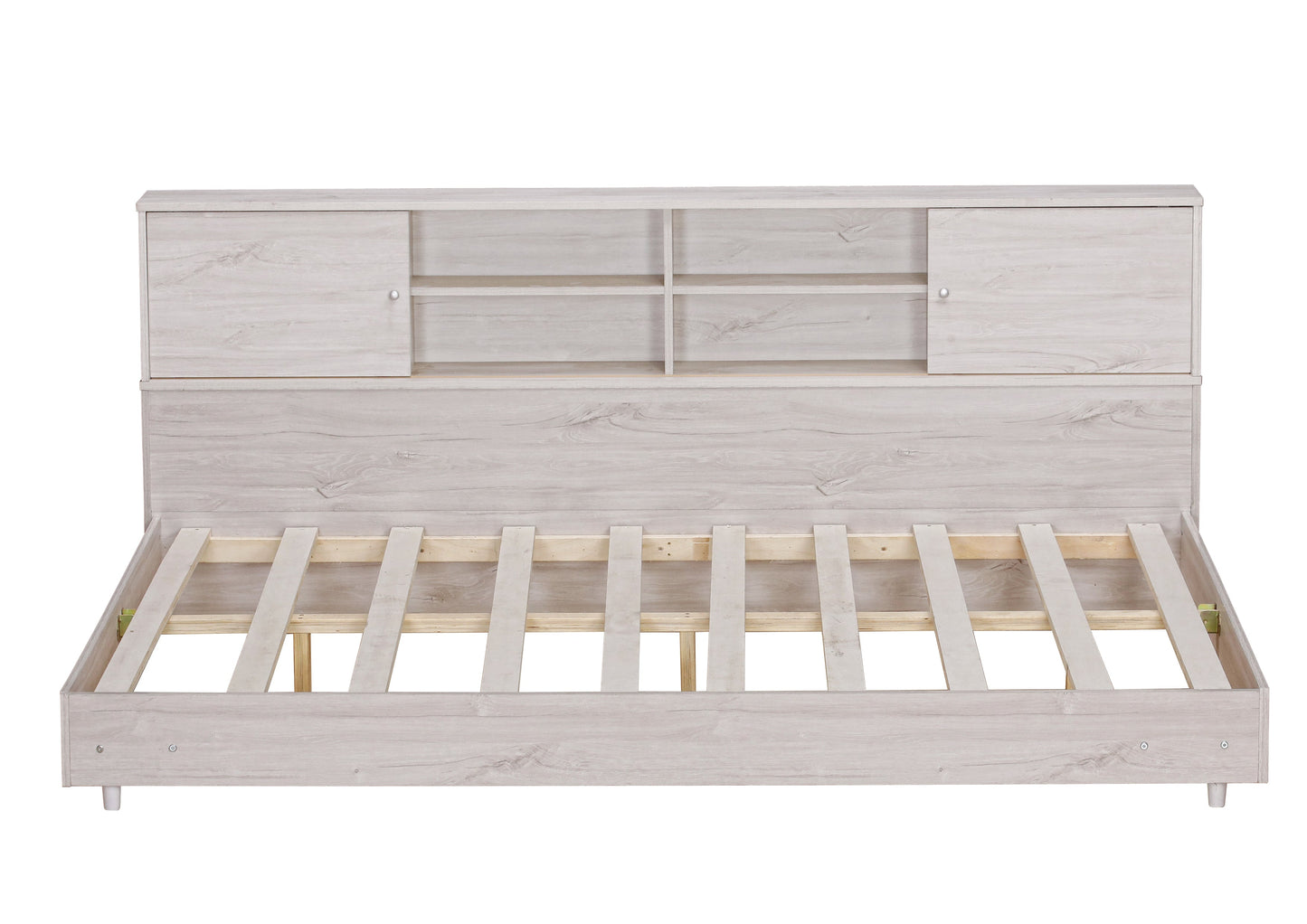 Full Size Daybed Frame with Storage Bookcases - White Oak