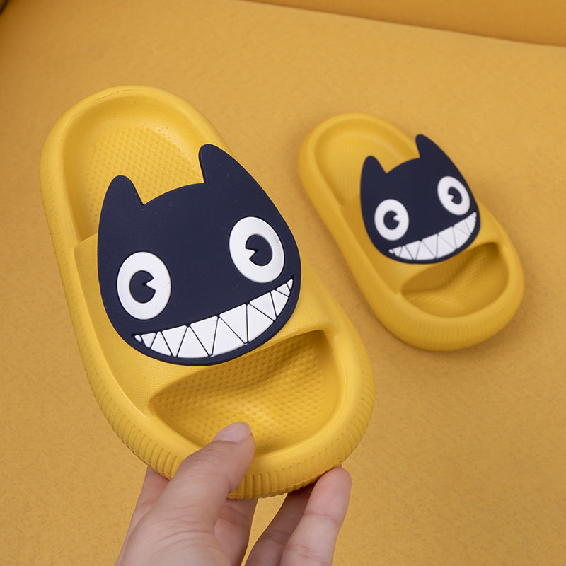 Big-Eyed Black Cat Cartoon Sandals One-Piece Soft Bottom Soft Face Parent-Child Amazon Baby Children's Slippers - Korvel