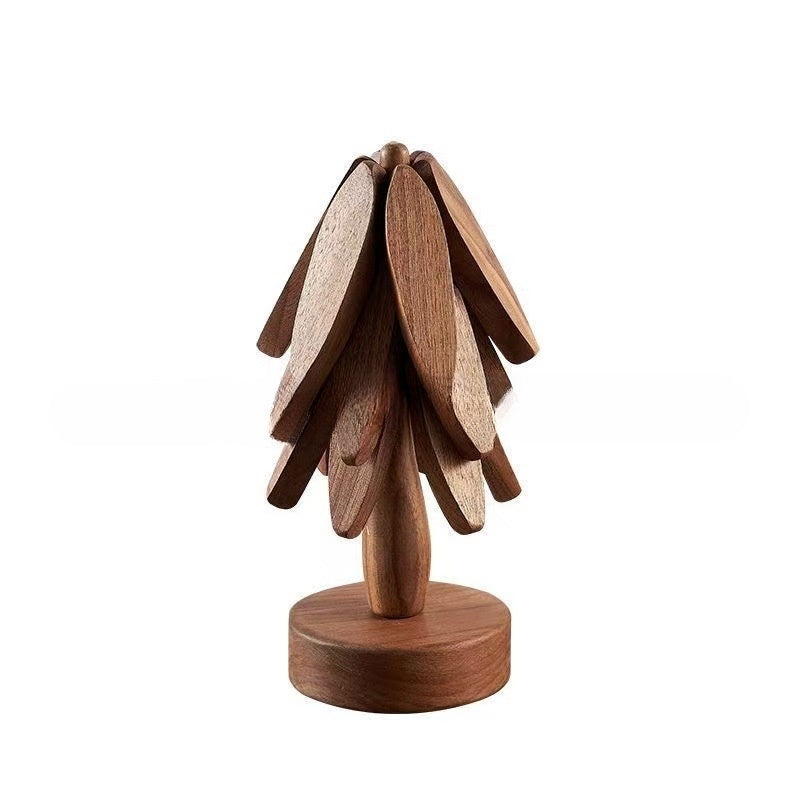 Wooden Creative Walnut Tree Solid Wood Insulation Mat Christmas Tree Insulation Table Mat Household Cup Mat Sand Pot Mat - Korvel