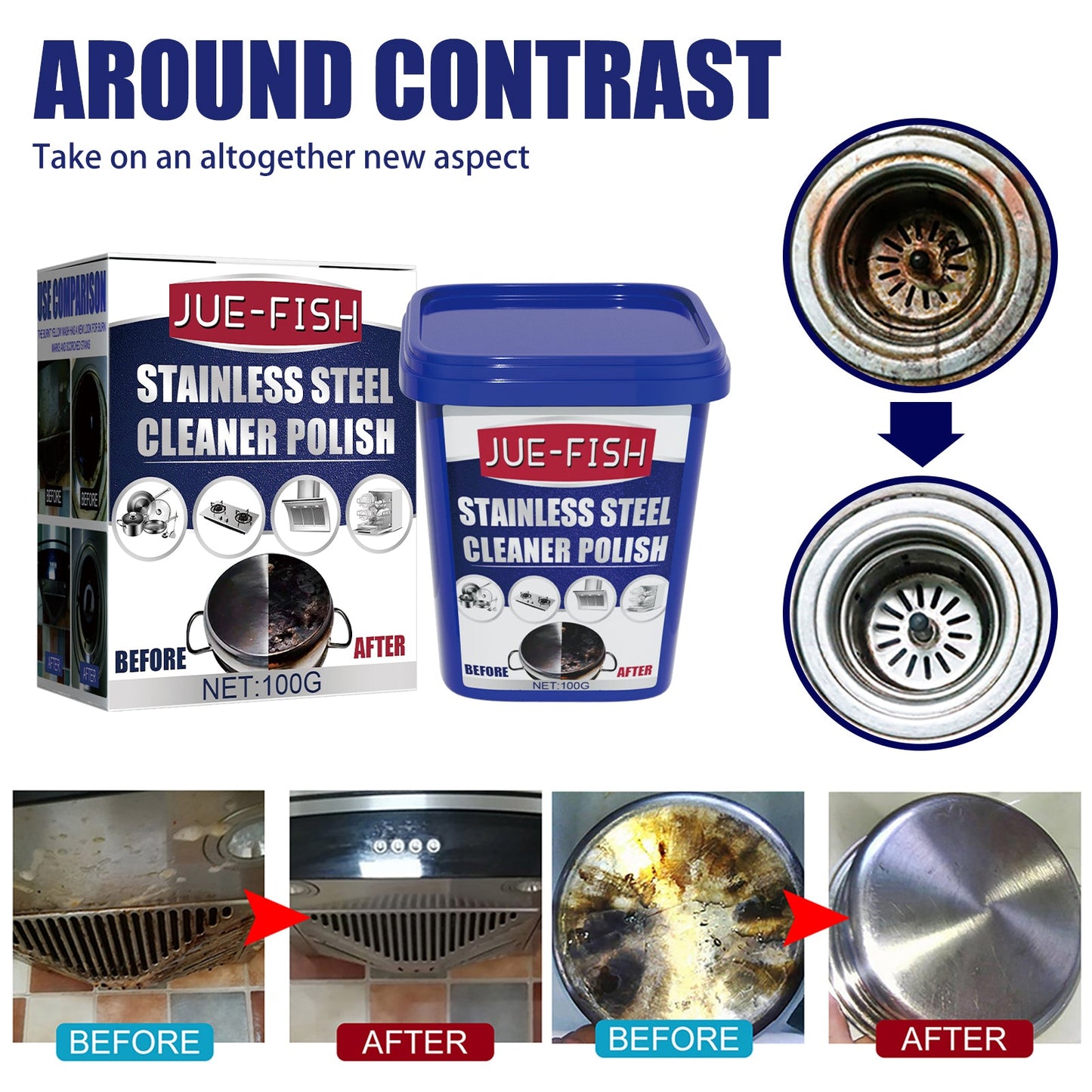 Stainless Steel Cleaning Cream, Kitchen Decontaminant Pot Rust, Pot Bottom, Stove Top Black Scale Cleaning Cream - Korvel