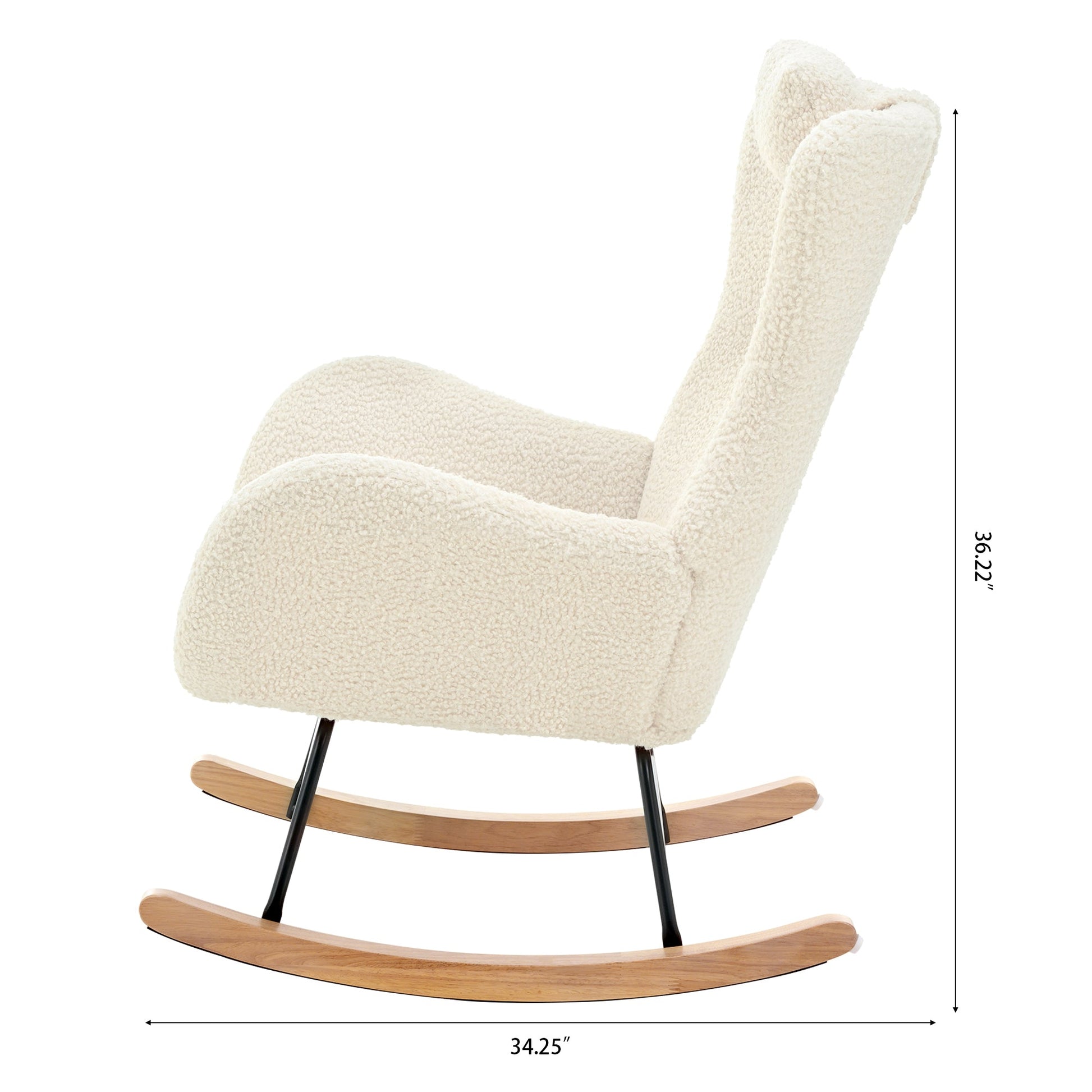 Rocking Chair - with rubber leg and cashmere fabric suitable for living room and bedroom - Korvel