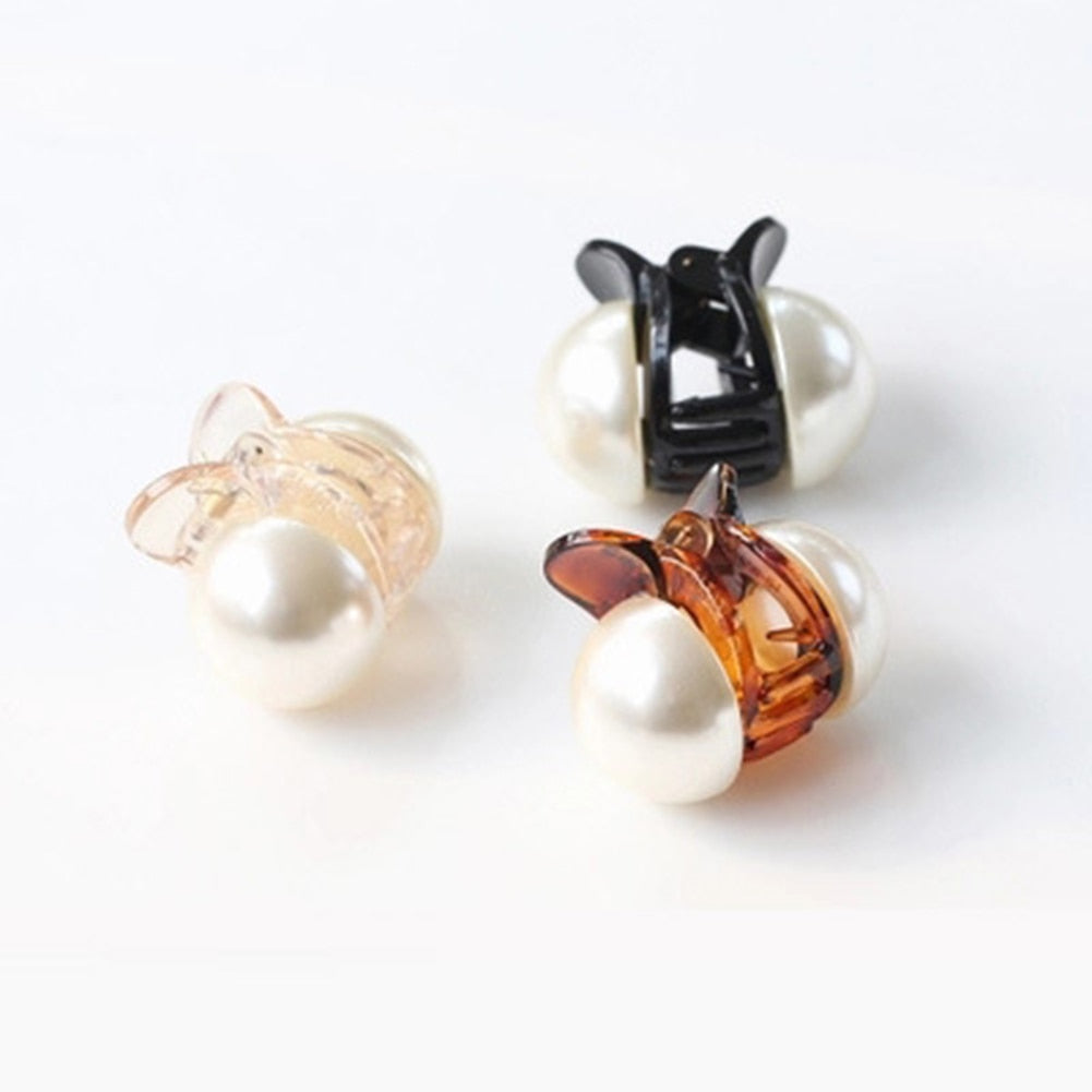 Korean Sweet Mini Round Pearl Hairpins For Women Girls Hair Claw Barrettes Hair Crab Clips Styling Make UP Tool Hair Accessories - Korvel