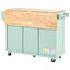 Kitchen trolley, cabinet door internal storage rack with storage cabinet and 3 dining room drawers, mint green - Korvel