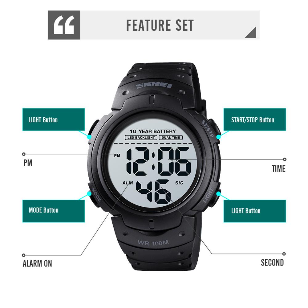 Reloj Digital Impermeable SKMEI para Hombre con Batería de 10 Años