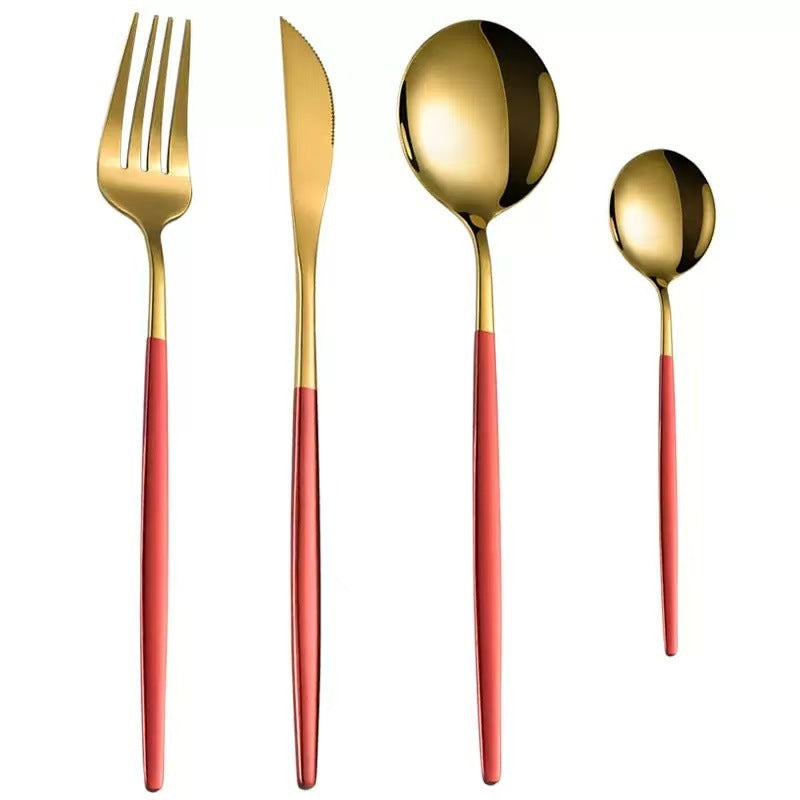 Premium Stainless Steel Cutlery Set with Gold Spray Finish