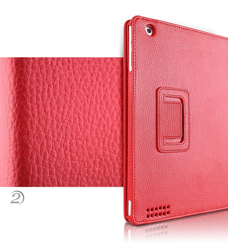 For Apple ipad 2 3 4 Case Auto Flip Litchi PU Leather Cover For New ipad 2 ipad 4 Smart Stand Holder Folio Case - Korvel