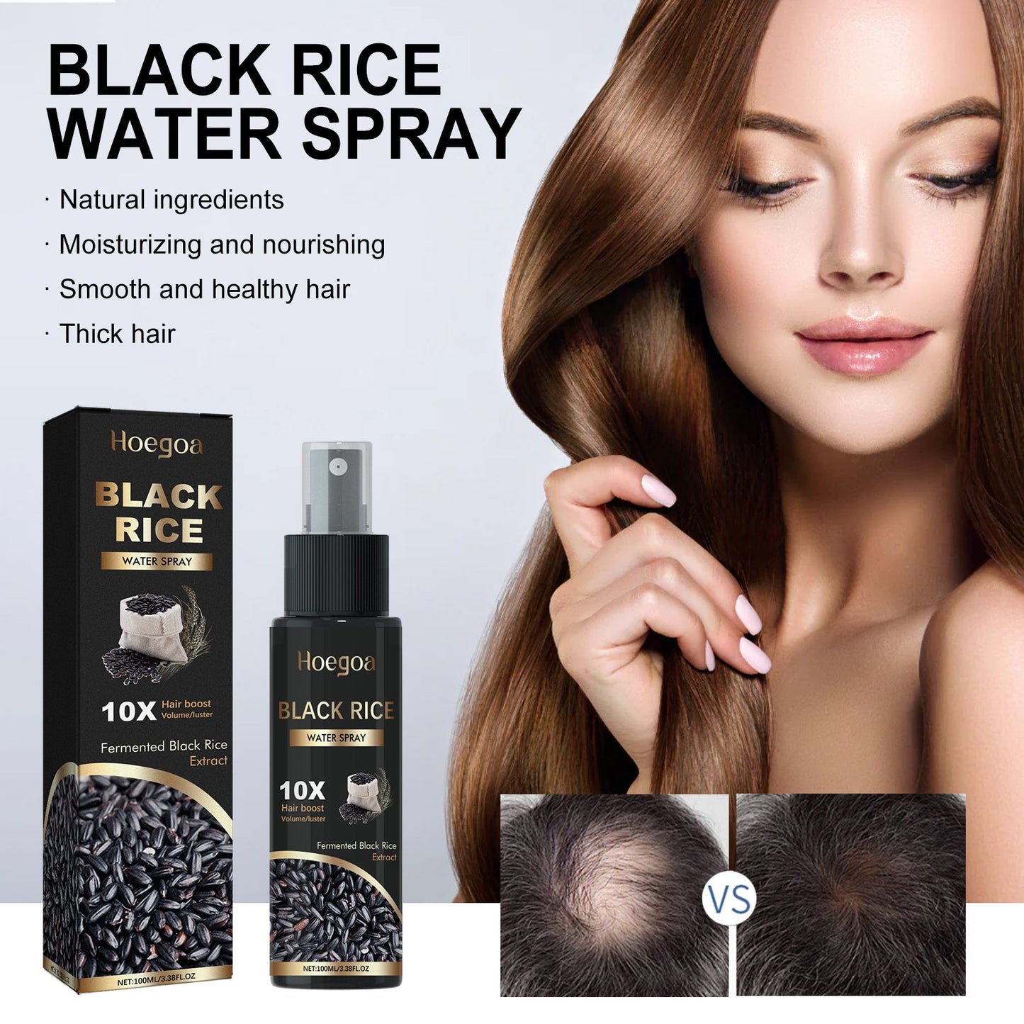 Black Rice Water Spray for Nourished Hair and Scalp Care