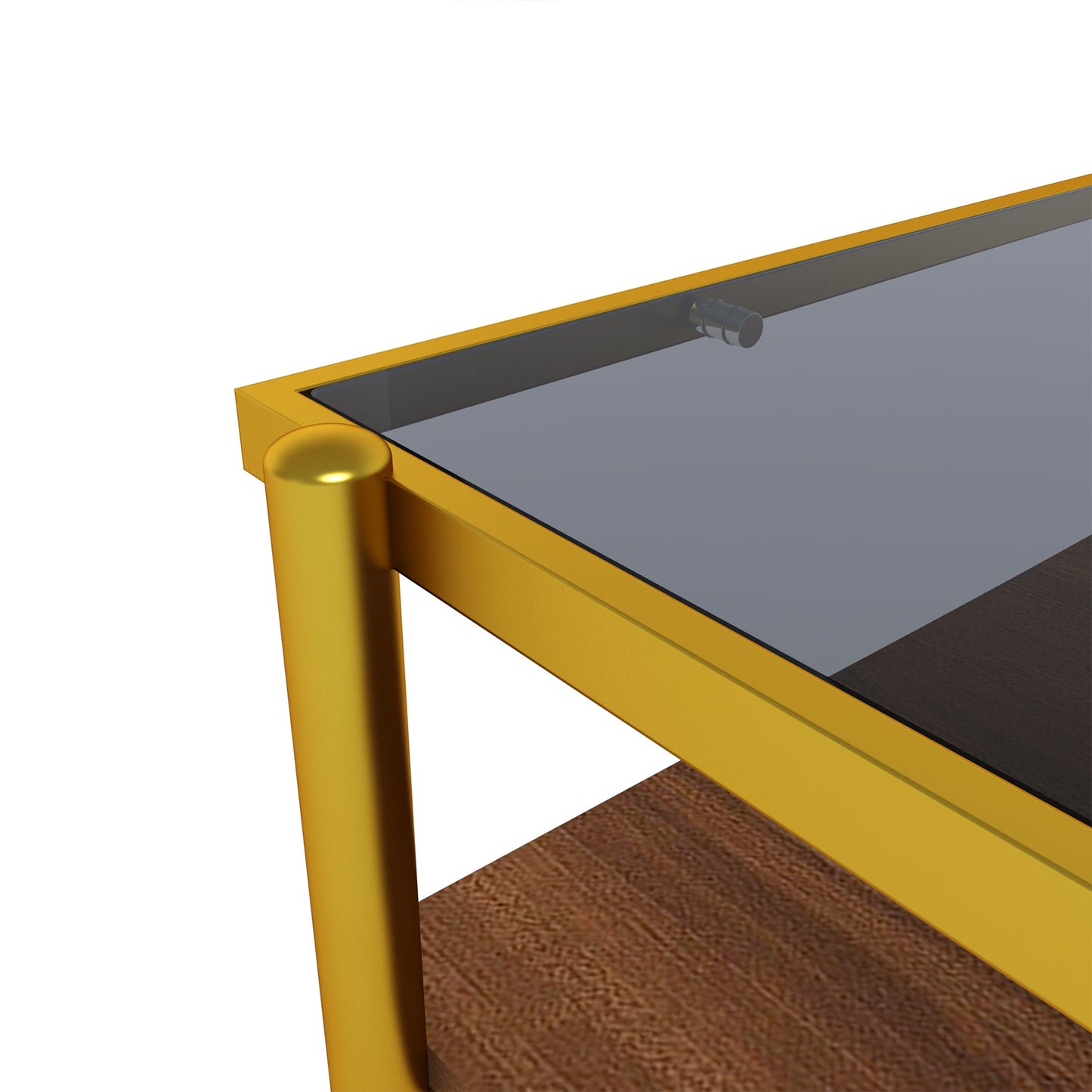 Rectangle Coffee Table with Gray Tempered Glass top and Golden Legs, Modern Table for Living Room - Korvel