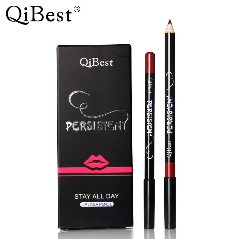 Qibest Fashion Black Rod Waterproof Lip Liner - 12 Colors