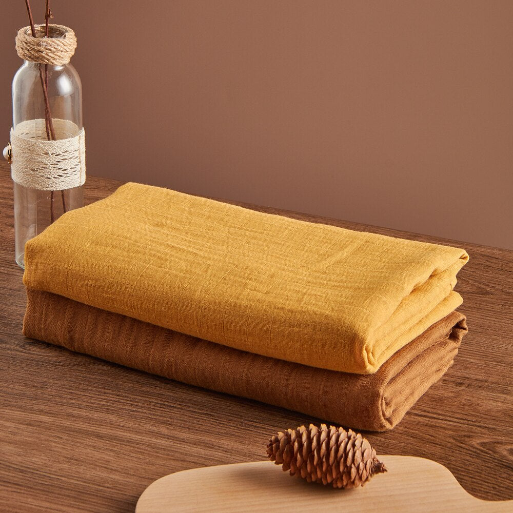 Kangobaby #Old Time# 100% Cotton Plain Color 2pcs Set Hot Sale Baby Muslin Swaddle Blanket - Korvel