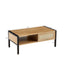 40.16" Rattan Coffee table, sliding door for storage, metal legs, Modern table for living room , natural - Korvel