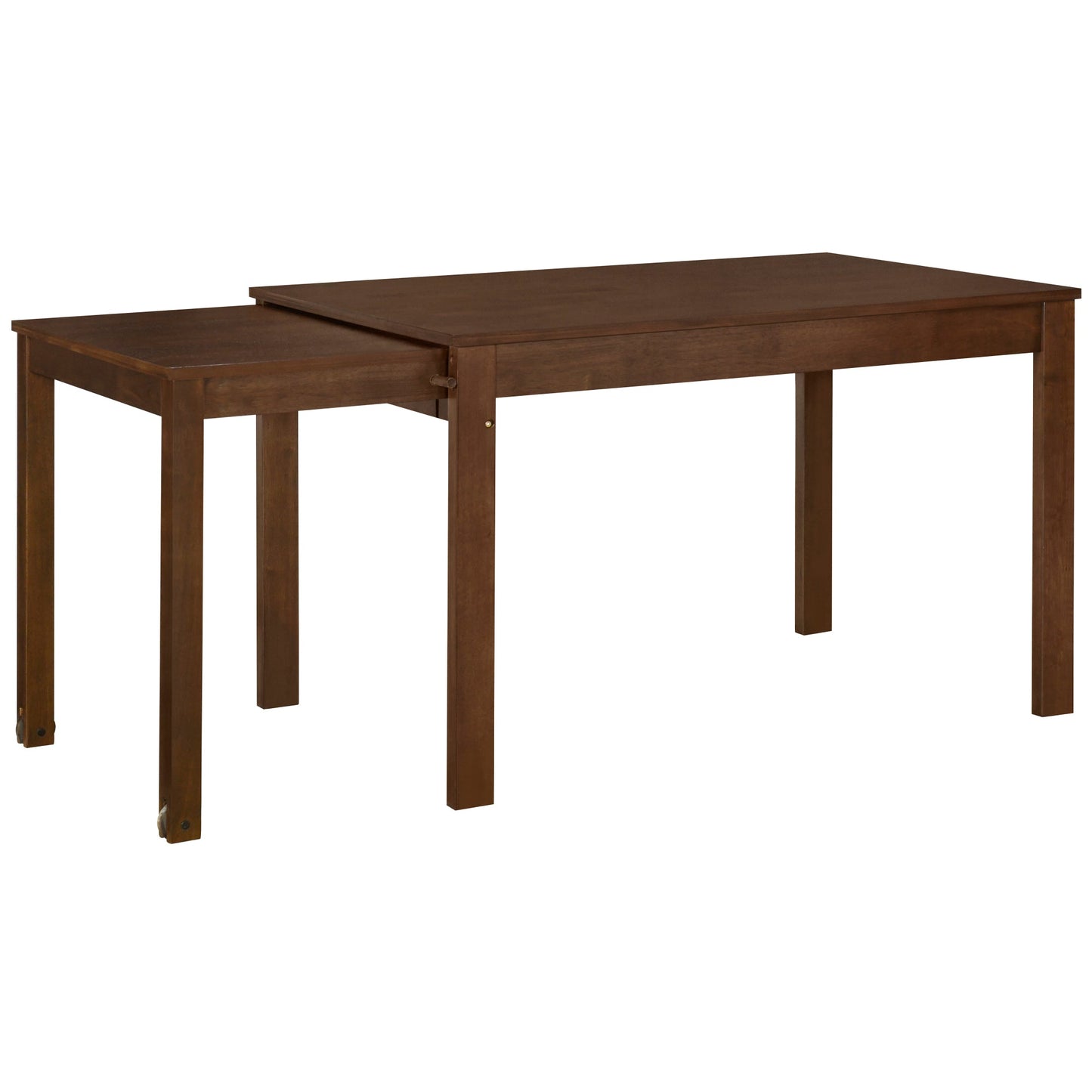 TOPMAX 65 "5-piece set with wheels and expandable dining table set 17.7" pull-out side table and small dining chair Brown - Korvel