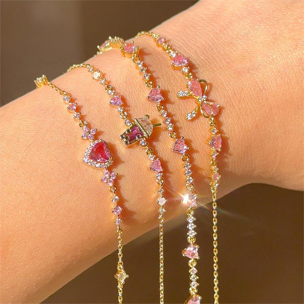 Ins Style Cute Sweet Bracelet Love Zircon Butterfly Festival Bracelet Women's Valentine's Day Gift Jewelry - Korvel