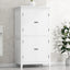 Bathroom floor storage cabinet, bathroom storage unit, 4-door independent cabinet, adjustable shelf, adaptive shelf, white - Korvel