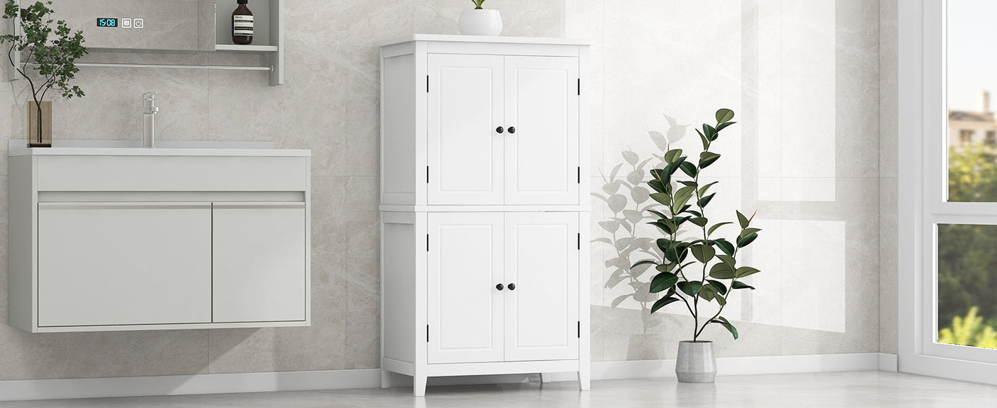 Bathroom floor storage cabinet, bathroom storage unit, 4-door independent cabinet, adjustable shelf, adaptive shelf, white - Korvel