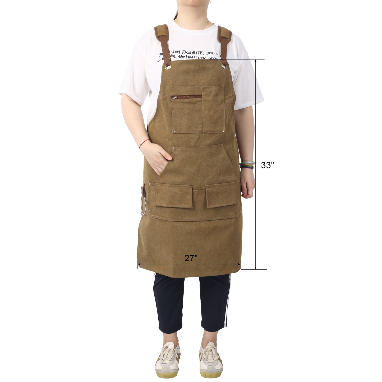 Long heavy-duty canvas tool apron, carpenter apron, carpenter 16 ounces, fully adjustable, no need for waxing - Korvel