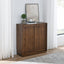 Medieval side panel with 2 sliding doors and solid wood decorative strips, storage cabinet - Korvel