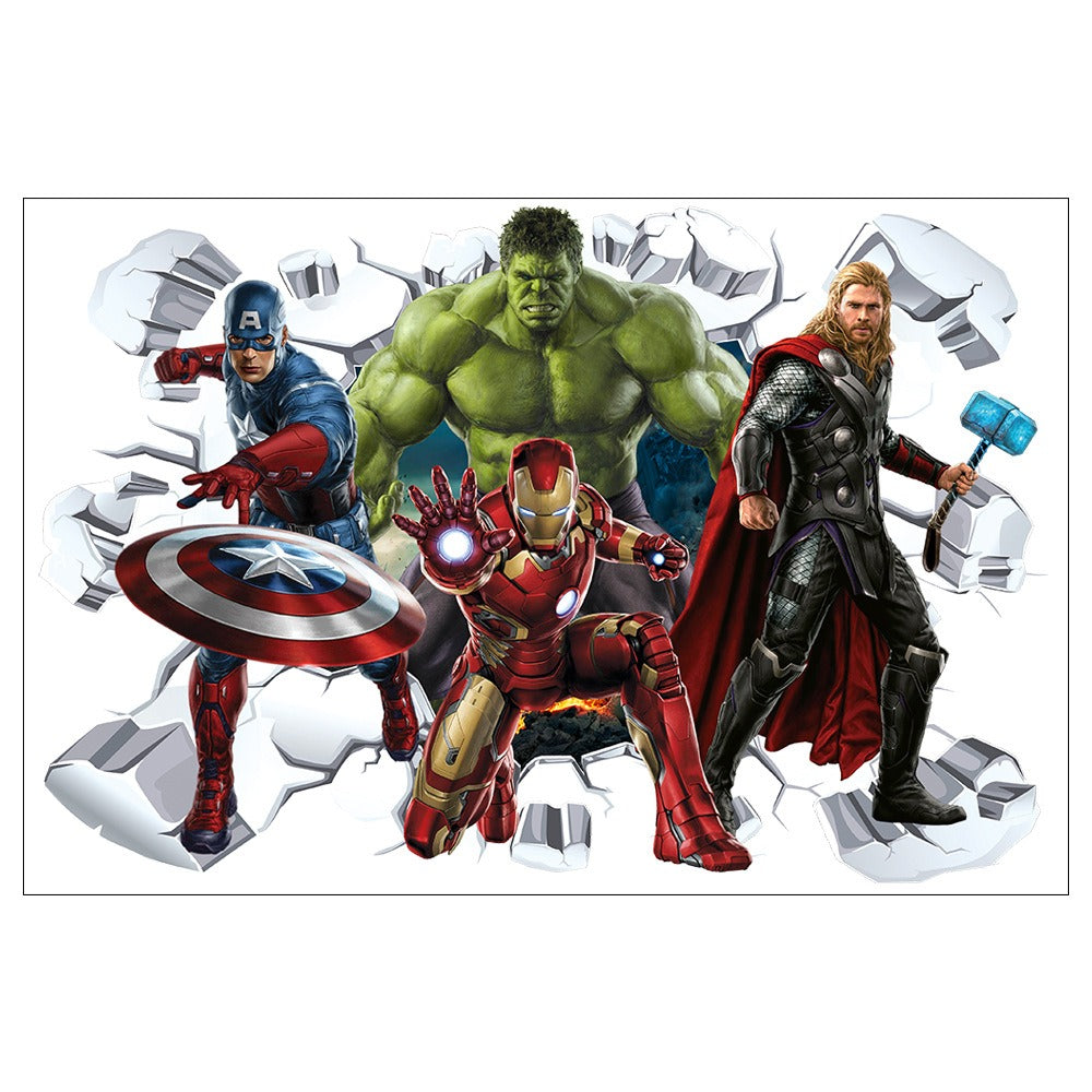 Marvel League of Legends Captain America Iron Man Batman Hulk Boy Bedroom Living Room Decoration Self Adhesive Wall - Korvel