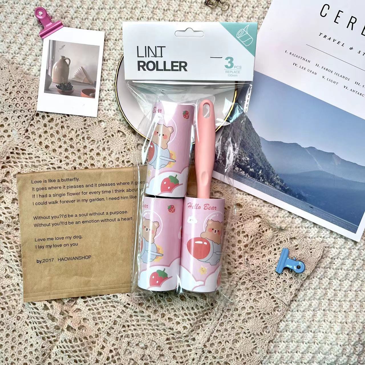 Cartoon pattern lint remover lint roller dust removal paper tearable clothing lint remover - Korvel