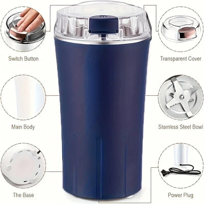 Electric Coffee Bean Grinder Multifunctional with One-Press Control Food Processor Blender for Espresso Nuts Grains Easy Clean - Korvel