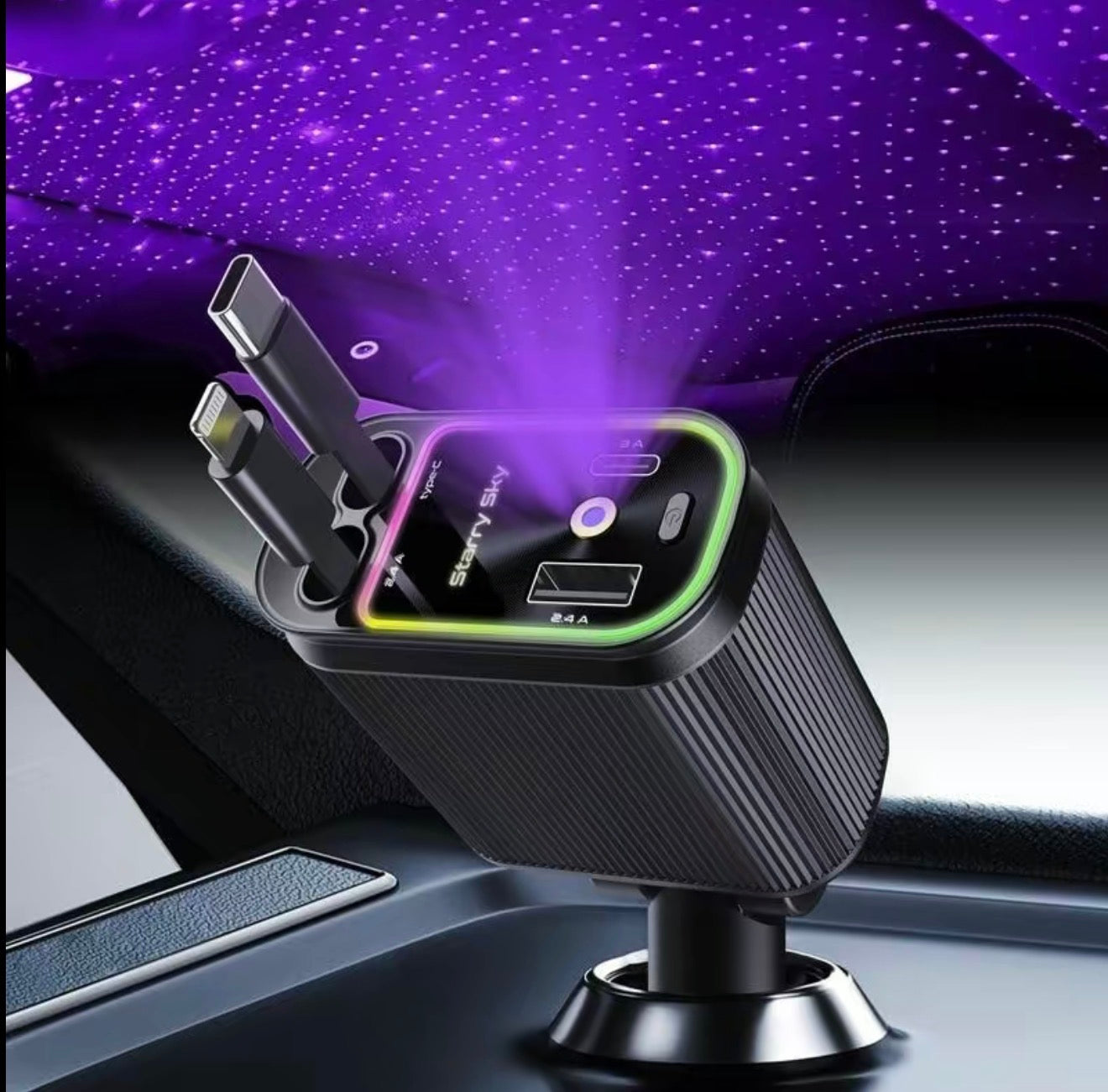 Chargeur de voiture StellarDrive - Charge rapide et lumière ambiante
