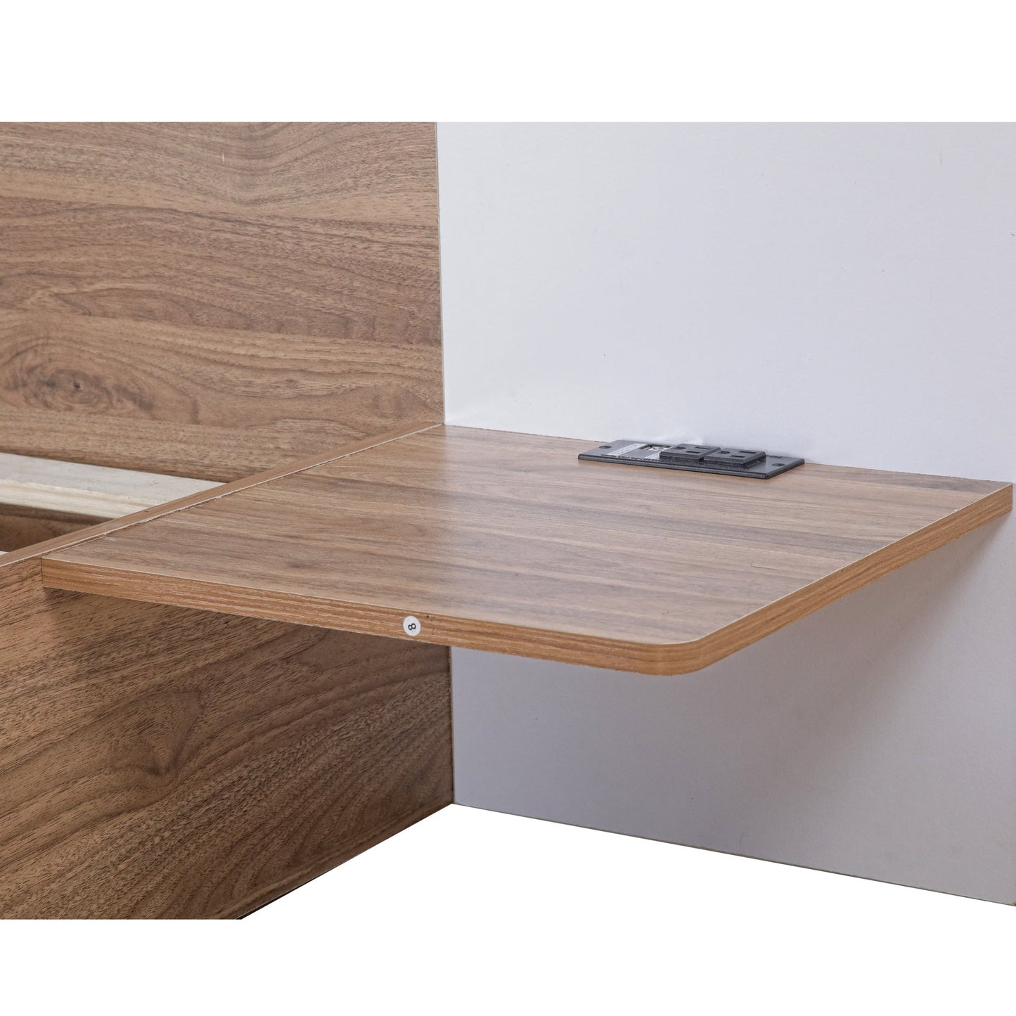 Queen Size Platform Bed with Headboard and Storage, Natural