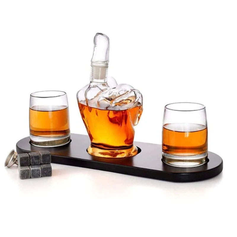 The Wine Savant Middle Finger Decanter Novelty Whiskey & Wine Decanter Set - Korvel