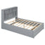 Full Size Platform Bed with Storage Headboard and 2 Drawers, Gray - Korvel