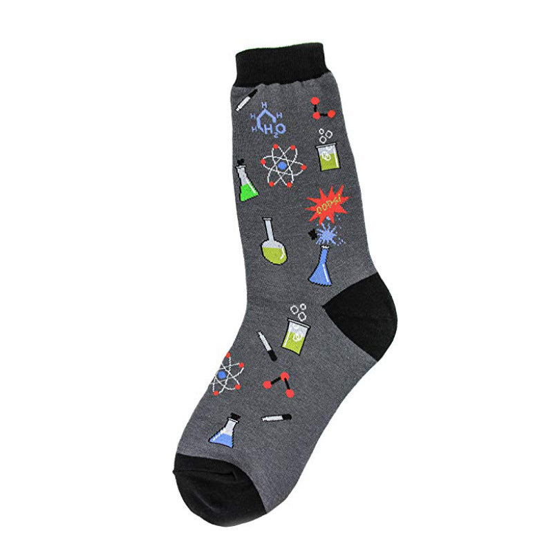 Education Themed Science Chemistry Printed Crew Socks