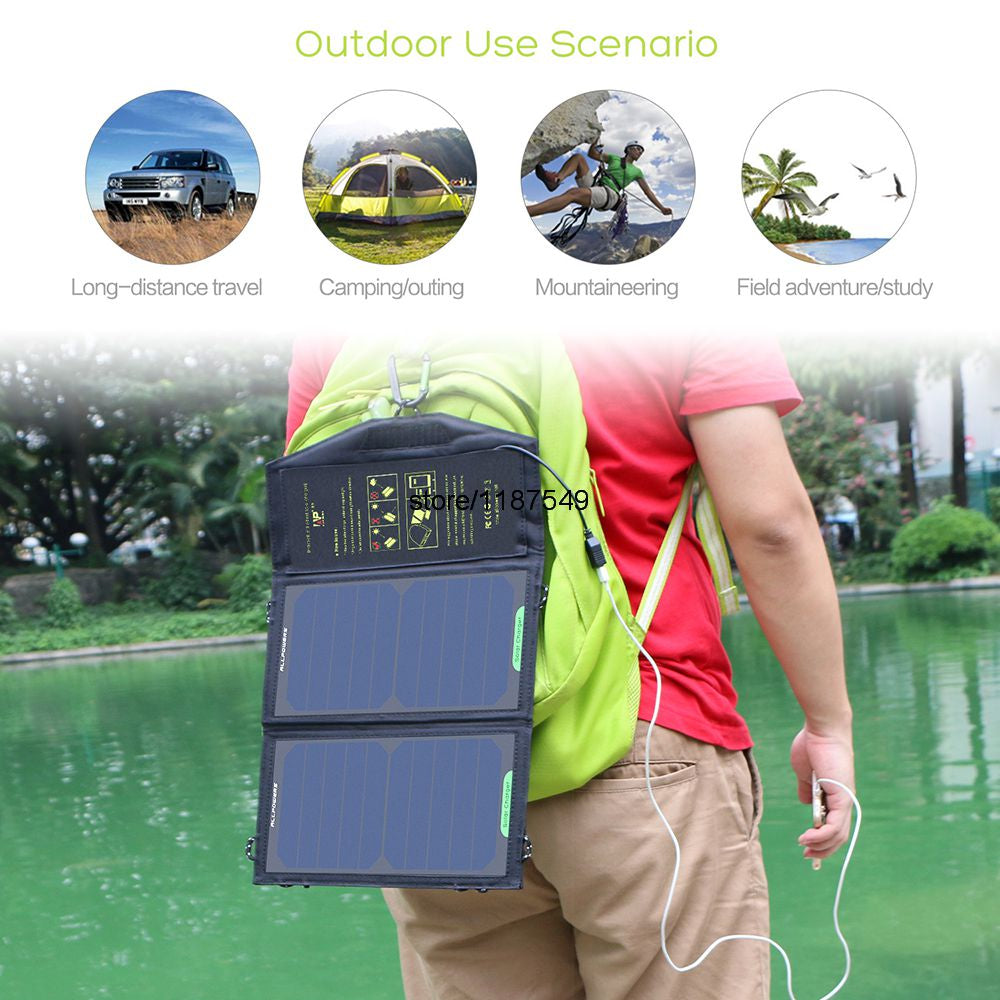 Solar Panel 10W 5V Solar Charger Portable Solar Battery Chargers Charging for Phone for Hiking etc. Outdoors. - Korvel