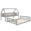 Twin over Full House Bunk Bed with Built-in Ladder Gray - Korvel