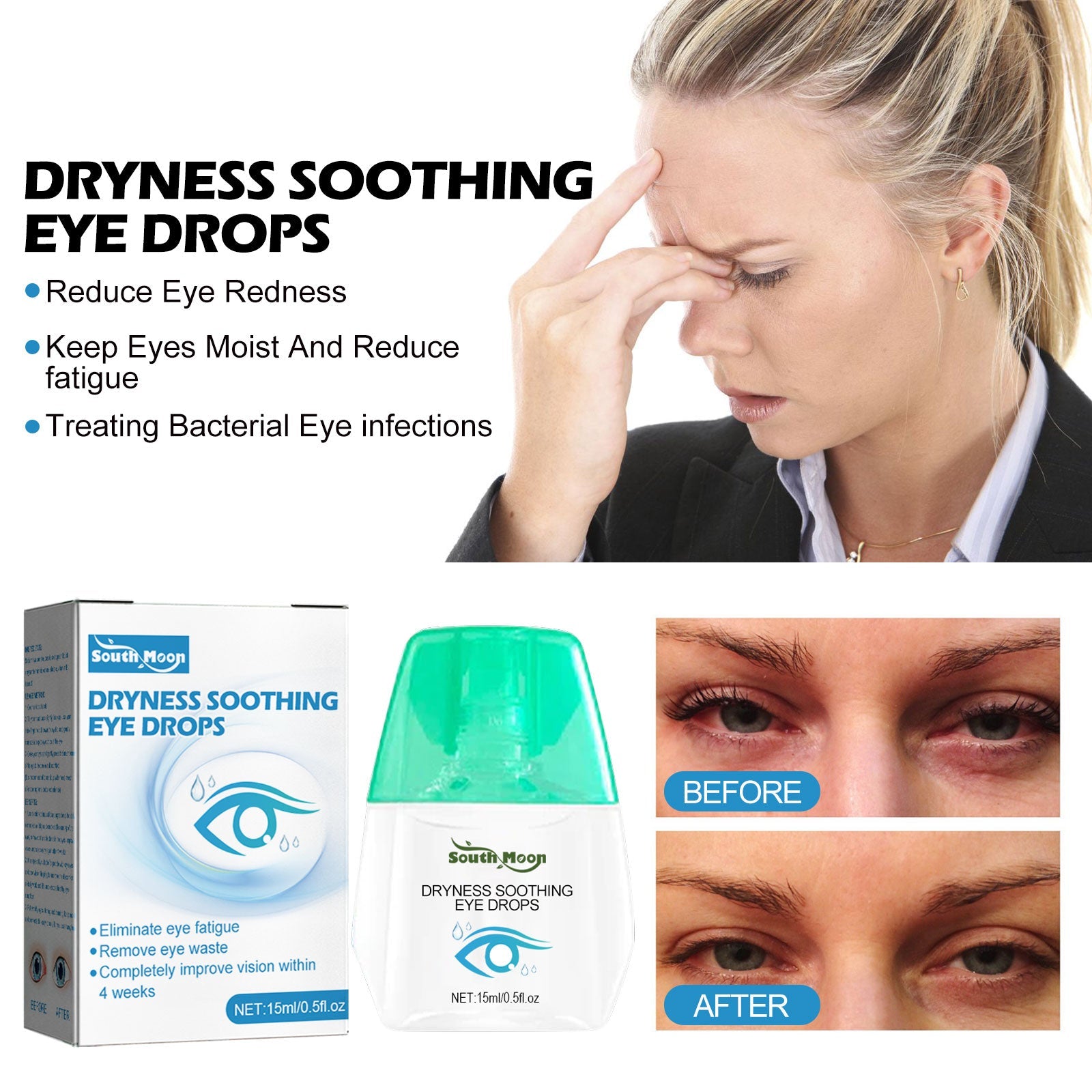 Eye Drops Dryness Soothing, Relieve Eye Fatigue, Dry Eyes, Red Eyes, Blurred Vision Eyes Care Lotion - Korvel