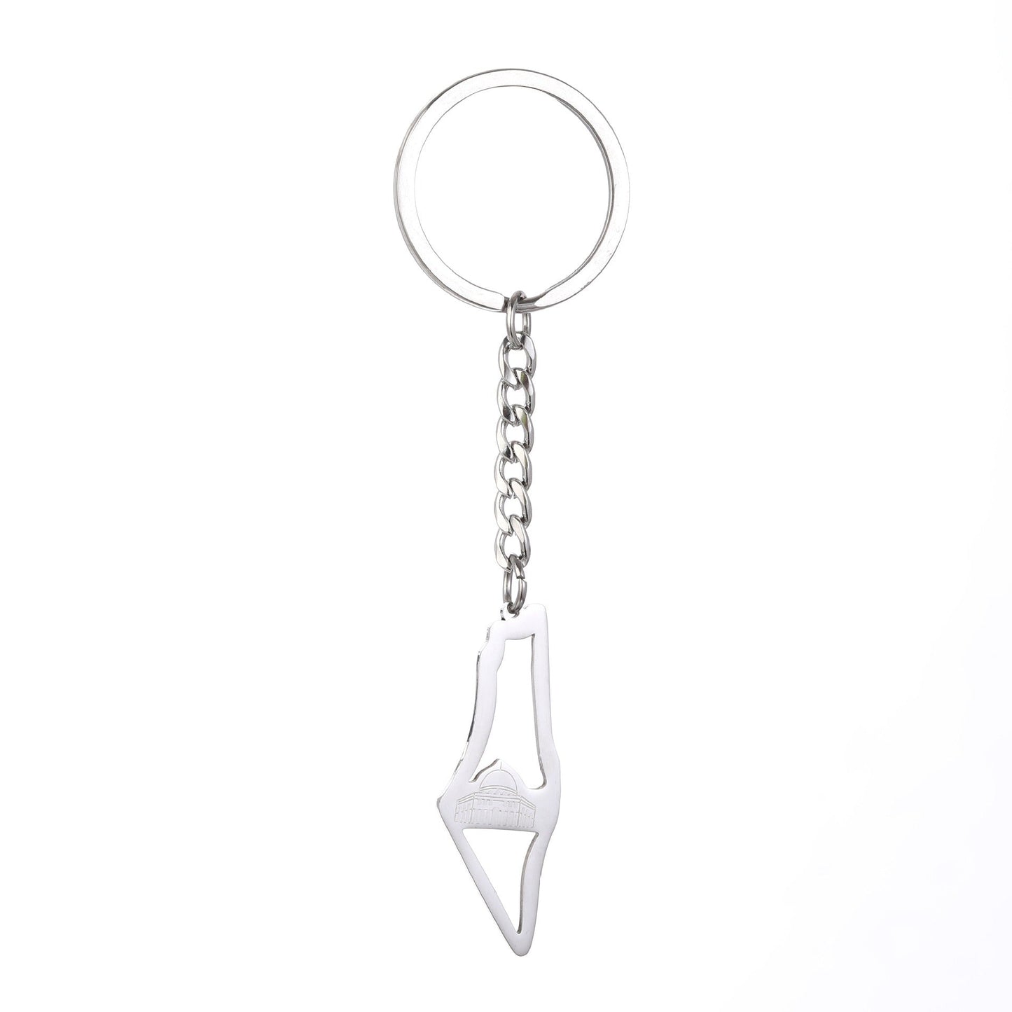 Israel Palestine Map Flag Drip Oil Stainless Steel Keychain Fashion Men's and Women's Stainless Steel Keys - Korvel