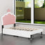 Twin Size Upholstered Princess Bed with Crown Headboard
