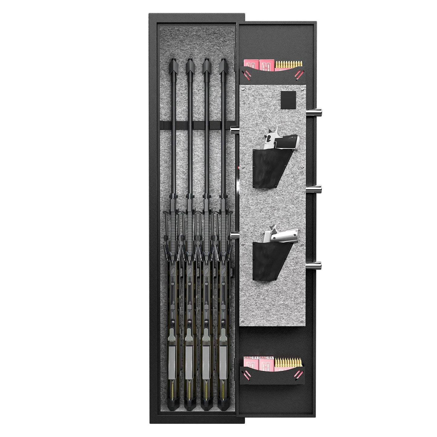 3-4 rifle and handgun safes, quick fingerprint with detachable rack and 2 adjustable gun slots - Korvel
