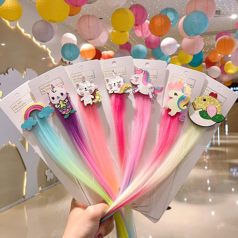 Sweet Colorful Hairpin Lovely Children Girls Hairclip Kids Cute Barrette Cartoon Extension Braider Rainbow Hair Accessories - Korvel