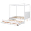 Elegant Queen Size Canopy Platform Bed with Trundle & Storage