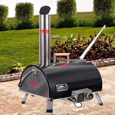 Black Pizza Oven Outdoor 12" Automatic Rotatable Pizza Ovens Portable Stainless Steel Wood Fired Pizza Oven Pizza Maker - Korvel