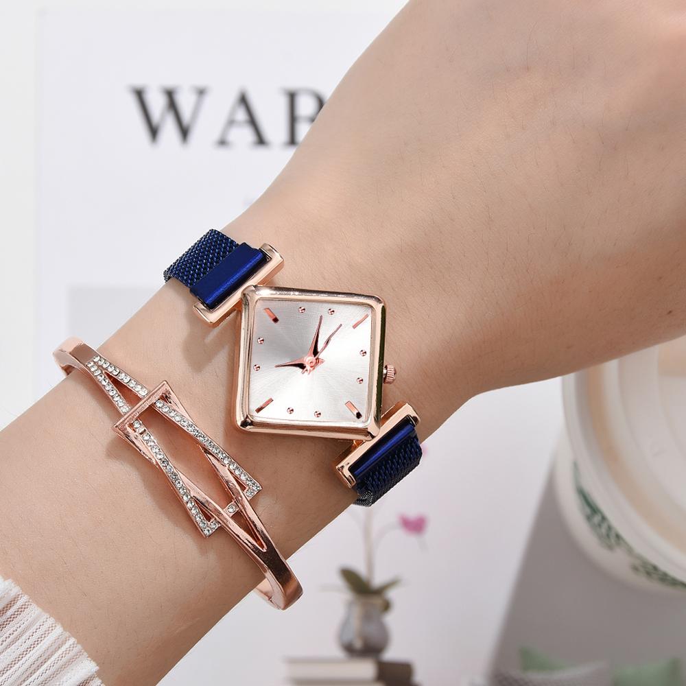 Women Square Watch Luxury Ladies Quartz Magnet Buckle Gradient Color Watches Relogio Feminino For Gift Clock - Korvel