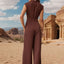 Ruched Mock Neck Sleeveless Jumpsuit - Korvel